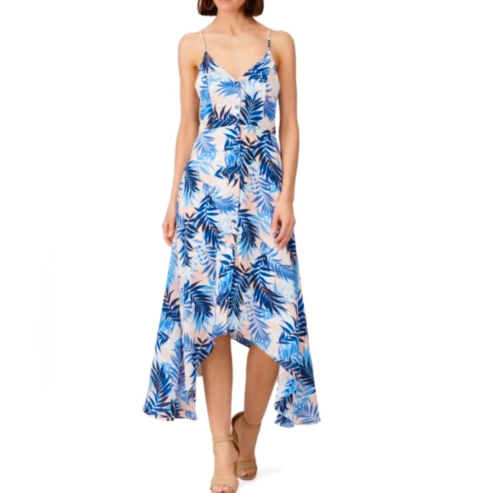 Slate & Willow Handkerchief Hem Dress Tropical Print Maxi Dress Size XL